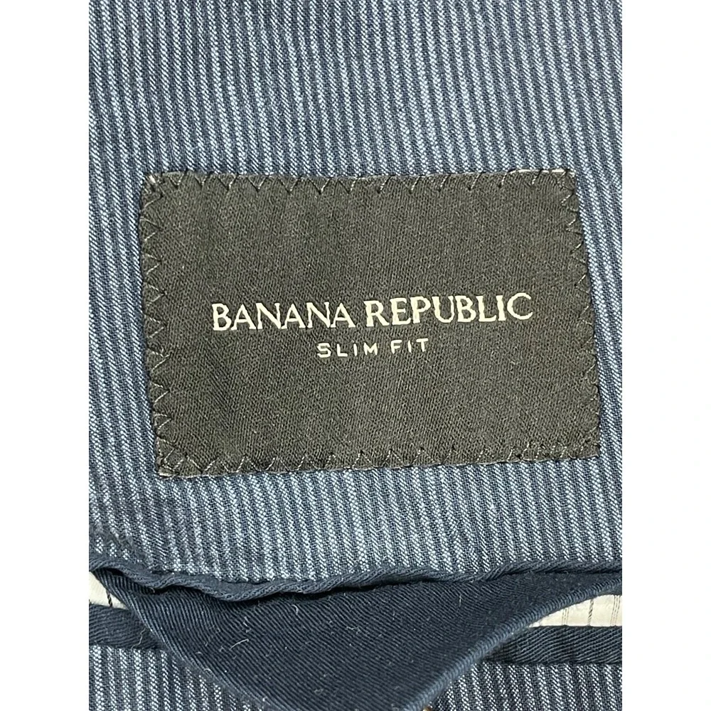 Banana Republic Blazer Mens 42R Striped Cotton Blend Stretch Slim 2-Button